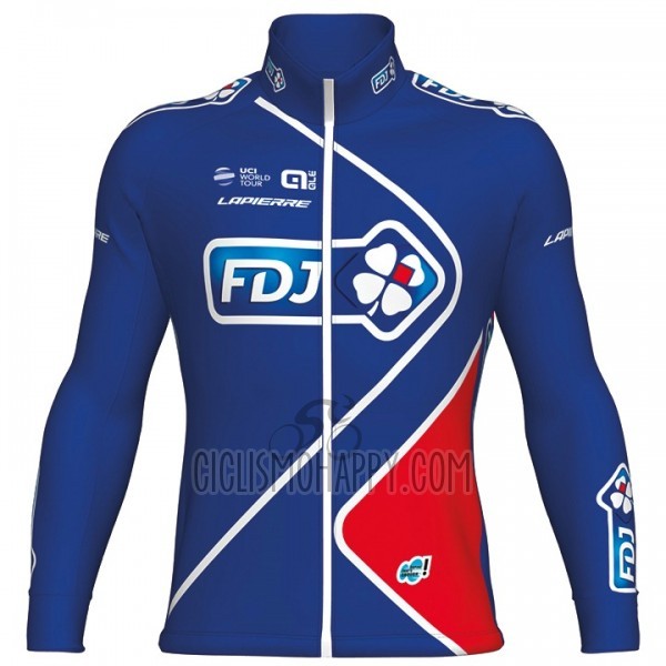 FDJ Cycling Jersey Bib Tight 2017 Long Sleeve Blue